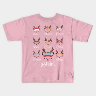 Santa's Reindeers White Kids T-Shirt